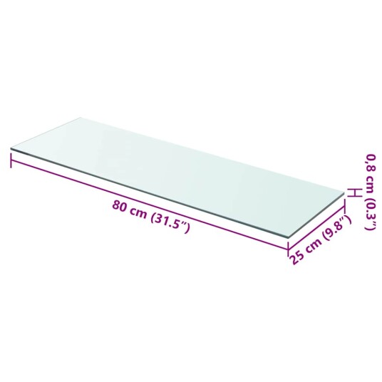 vidaXL Hyllepanel klart glass 80x25 cm vidaXL Hyllepanel klart glass 80x25 cm