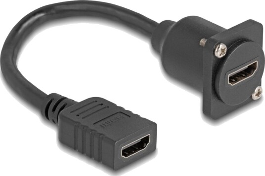Delock Hdmi Forlengelseskabel Hdmi Hunn Til Hdmi Hunn Skrubar 20 Cm Svart Støtte For 4K 60 Hz 3840 X 2160