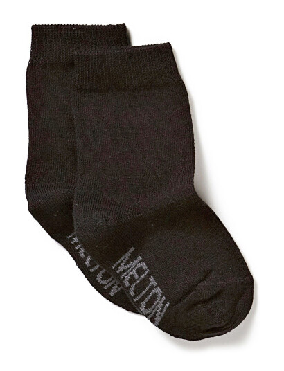 Melton Cotton Socks   Black   20 22