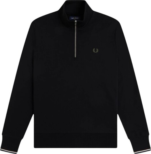 Fred Perry Half Zip Sweatshirt BLK/ECR/LRLWGREN M