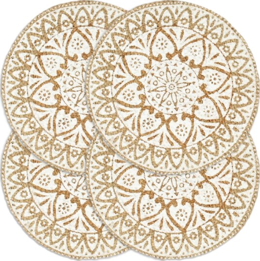 vidaXL Bordmatter 4 stk hvit 38 cm rund jute
