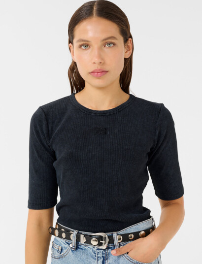 Gestuz Gzdrew Washed Logo Top - Black - L