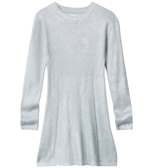 Calvin Klein Silver Coated Ls Sweater DresSilver 170