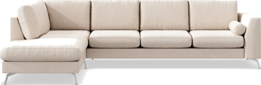Ocean Lyx 4 seters Venstrevendt L formet Sjeselongsofa i Stoff Beige Ocean Lyx 4 seters Venstrevendt L formet Sjeselongsofa i Stoff Beige