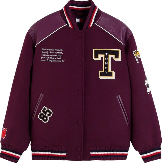 Tommy Jeans Tjw Flag Varsity Jacket CALYPSO BERRY MELANGE XS Tommy Jeans Tjw Flag Varsity Jacket CALYPSO BERRY MELANGE XS