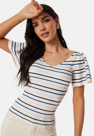 ONLY Onlleelo Stripe Back Pullover Knit Tofu Stripes Ultrama L