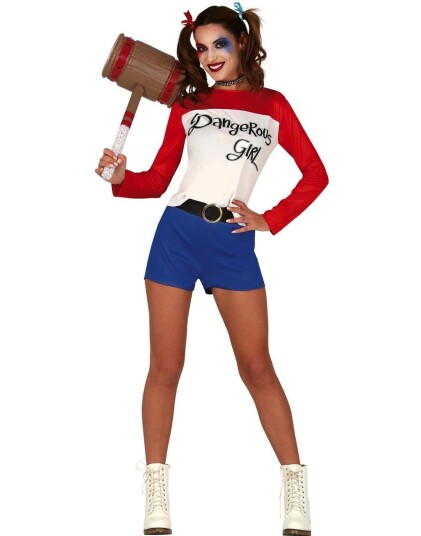 Fiestas Guirca Crazy Harlequin Harley Quinn Inspirert Kostyme til Dame Strl Large Fiestas Guirca Crazy Harlequin Harley Quinn Inspirert Kostyme til Dame Strl Large