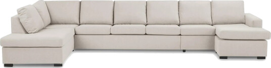 Crazy 6 seters Venstrevendt U formet XX Large Sofa med Divan og Sjeselong i Stoff   Beige