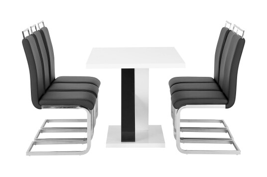 Concept 55 Bord Mendoza 140 Hvit + 6 Robledo Stoler Svart Hvit|Svart