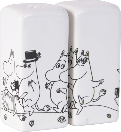 Pluto Design  Mummi salt og pepperbøsser 3x7 cm familien hvit/svart