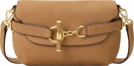 Lauren Ralph Lauren Croc-Embossed Håndveske i Skinn Brun ONE SIZE med Magnetisk Lukking