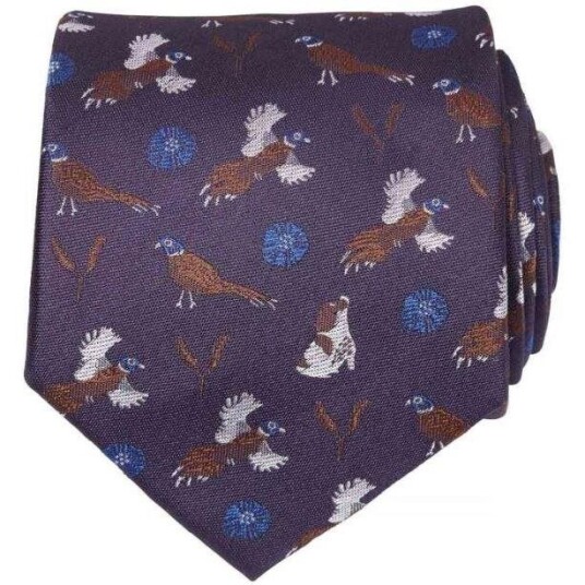 Chevalier Spaniel Silk Tie Wine Wine Chevalier Spaniel Silk Tie Wine Wine