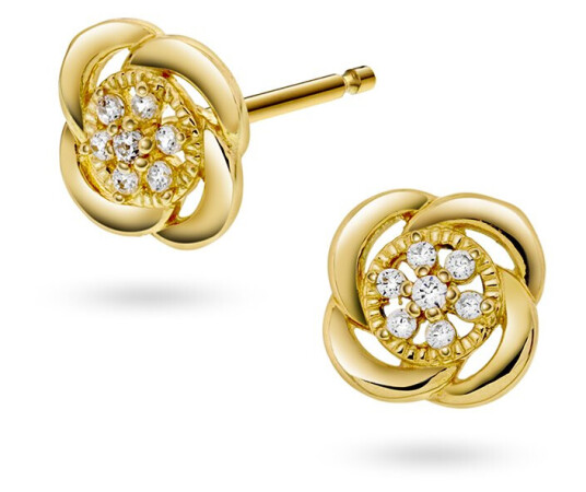 Pan Jewelry, Øredobber i 585 gult gull med zirkonia og knute Pan Jewelry, Øredobber i 585 gult gull med zirkonia og knute