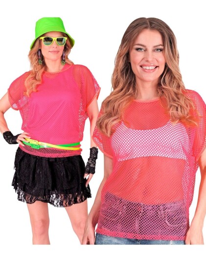 Rosa UV Neon Fishnet T Skjorte til Dame Rosa UV Neon Fishnet T Skjorte til Dame