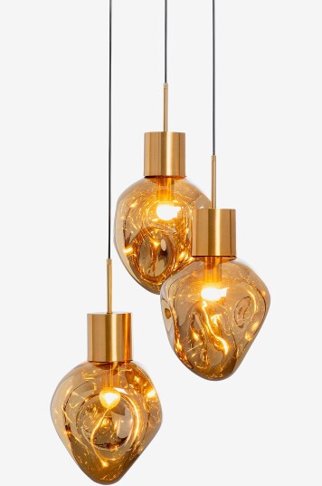 KARE Design Pendellampe Supernova Amber Tre Ø45cm Gull