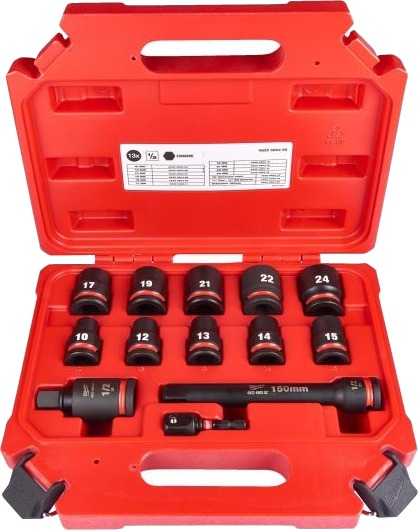 Milwaukee 1/2" Slaghodesett 13 Stk. med Forlengelse Milwaukee 1/2" Slaghodesett 13 Stk. med Forlengelse