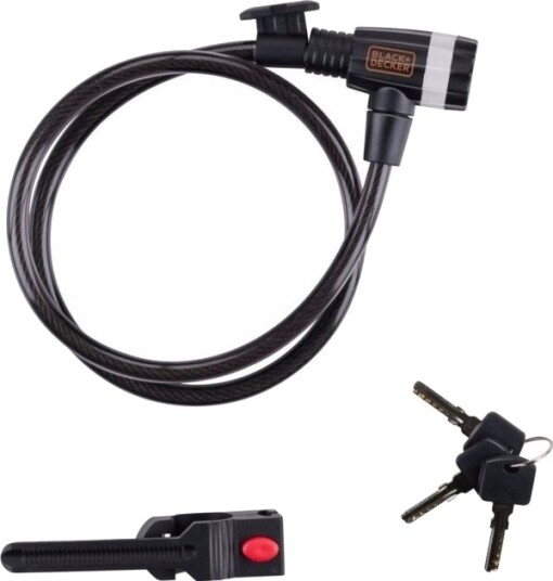Black+Decker Sykkellås Kabel Til Lås 10X900 Mm Med Holder