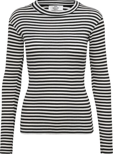 Mads Nørgaard 2X2 Cotton Stripe Tuba Tee Ls   BLACK/VANILLA ICE   S