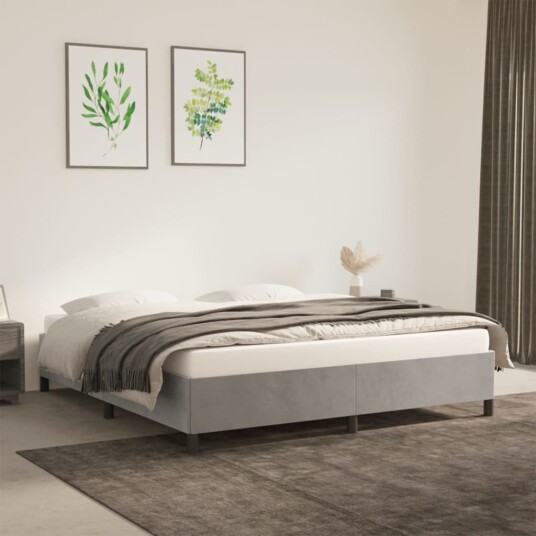 vidaXL Sengeramme lysegrå 180x200 cm 6FT Super King fløyel