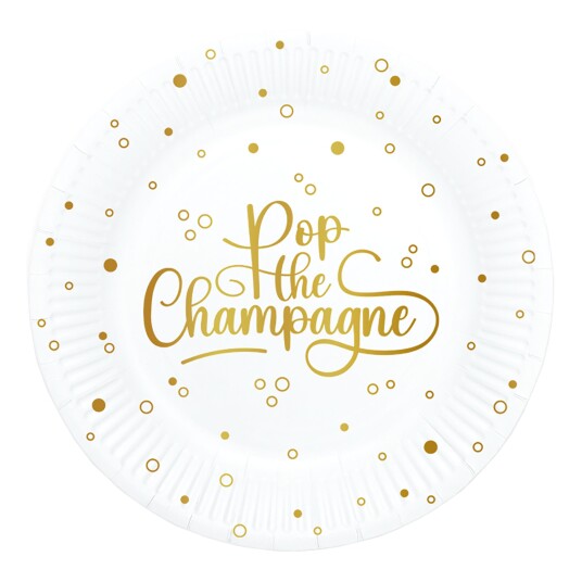 Papptallerken Pop the Champagne 8 pakning Papptallerken Pop the Champagne 8 pakning