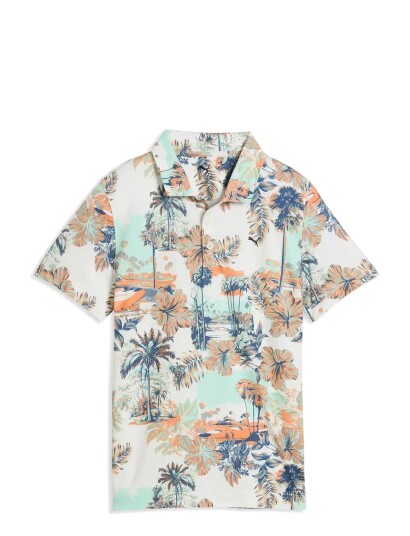 PUMA Golf Boys Cloudspun Palm Polo Cream 164 PUMA Golf Boys Cloudspun Palm Polo Cream 164
