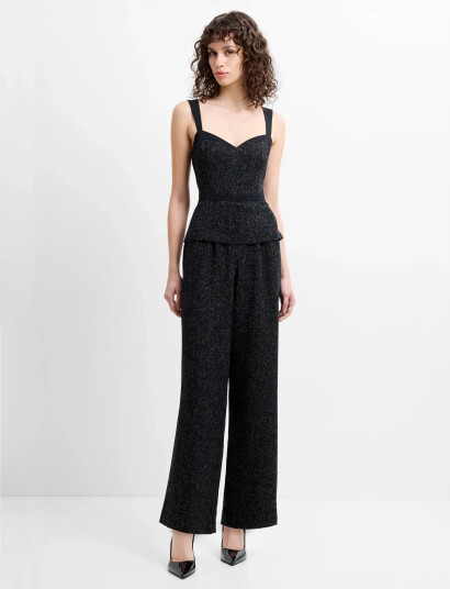 French Connection Alyssia Boucle Peplum Jumpsuit Black 40 French Connection Alyssia Boucle Peplum Jumpsuit Black 40