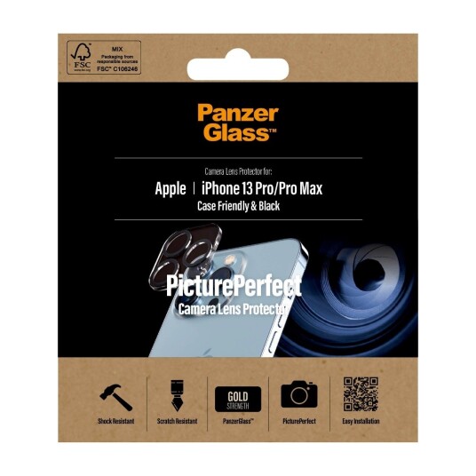 PanzerGlass PicturePerfect Kamerabeskyttelse for iPhone 13 Pro/Pro Max - Gjennomsiktig/Svart