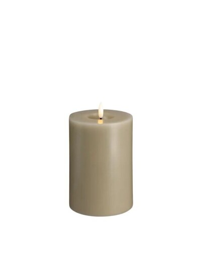 Moods & More LED pillar candle   Melted Kit grey   99x150 mm