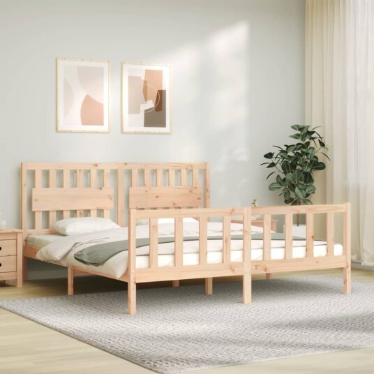 vidaXL Sengeramme med hodegavl 6FT Super King heltre 8720845976118