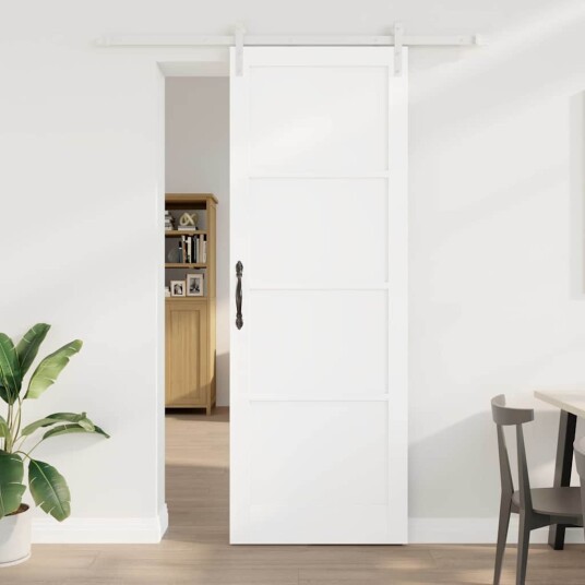 vidaXL Skyvedør med tilbehørssett Hvit 83x232 cm Solid Tre Furu