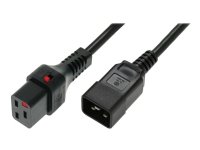 MicroConnect - Strømkabel - IEC 60320 C19 låsing til IEC 60320 C20 rett - AC 250 V - 16 A - 1 m - svart
