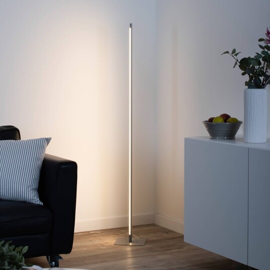 JUST LIGHT. GmbH LED-gulvlampe Bella, dimbar, Aluminium / grå / sink, Stue / spisestue, Aluminium, Moderne