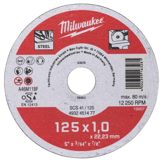Milwaukee SCS 41 Contractor Kappeskive 125x1 mm Maskintilbehør & forbruk