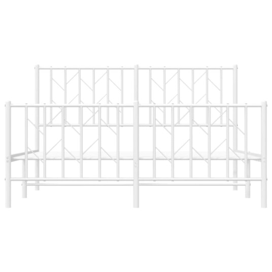 vidaXL Sengeramme i metall med hode- og fotgavl hvit 140x200 cm 8721012250383