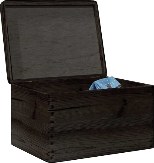 Trekasse med lokk svart 40x30x23 cm heltre furu Trekasse med lokk svart 40x30x23 cm heltre furu