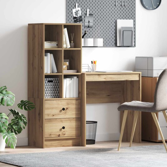  Skrivebord med lagring 2 pcs artisan eik 70 x 40 x 76 cm