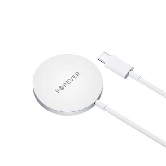 Forever 15W Magnetisk Trådløs Ladeplate i Grå - MagSafe-kompatibel