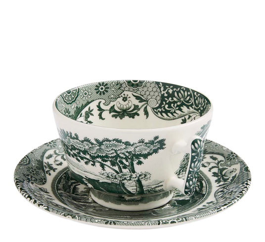 Spode Heritage Green Italian Tekopp Med Tallerken Grønn
