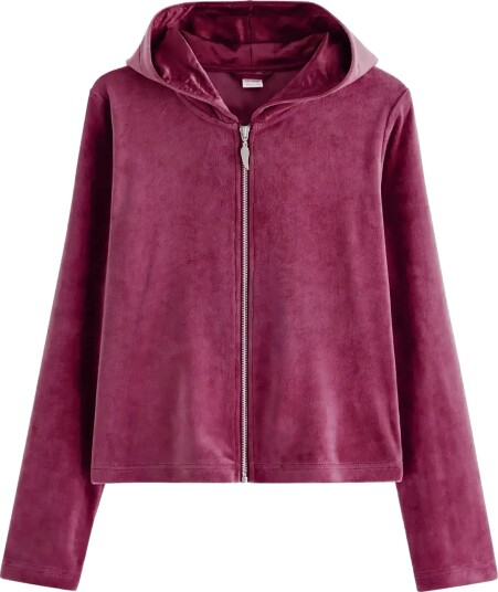 Lindex Hoodie In Velour Burgundy 158/164