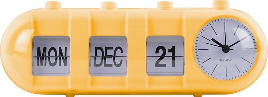 Karlsson Alarmklokke Retro Tube Calendar Flip Gul