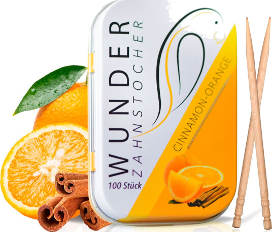 Wunder tannpirkere smaksatt kanel oransje metallboks