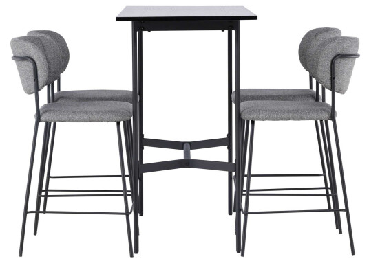 Venture Design Rax & Bell bargruppe Grå/svart 4 stoler & bord 120 x 60 cm