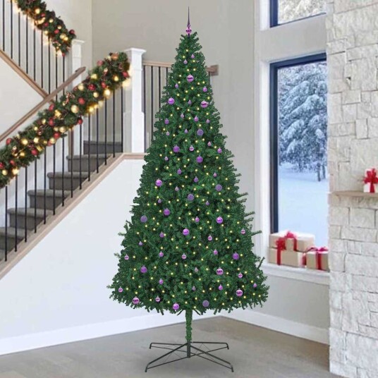  Juletre med dekorative strenglys grønn 400 cm PVC
