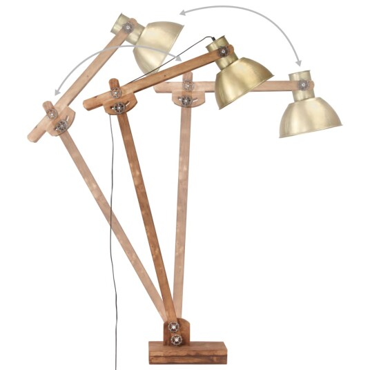 vidaXL Gulvlampe messing heltre mango E27