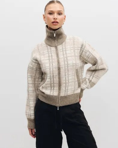 Nelly - Brun - Check Knit Jacket