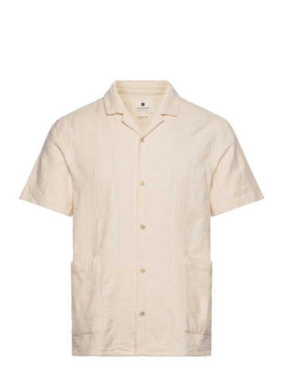 Anerkjendt Akleon Check Pattern Ss Shirt - Cream - S