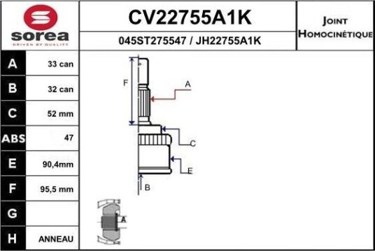Drivledd EAI CV22755A1K