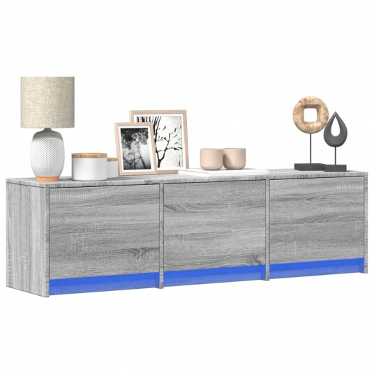 TV-benk med LED grå sonoma 140x34x40 cm konstruert tre 852248