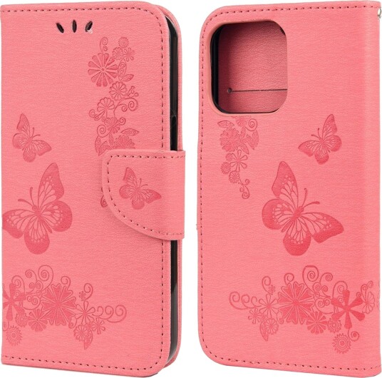 Trolsk Lommebokdeksel Sommerfugler (iPhone 13 Pro) Rosa