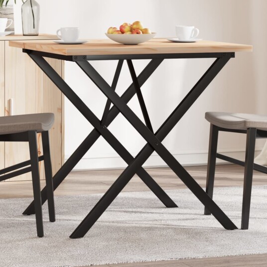 Spisebord X-ramme 90x90x75,5 cm heltre furu og støpejern 3282762
